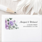 Étiquette Dusty Purple Rustic Floral Mariage Adresse de reto (En situation)
