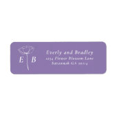 Étiquette Dusty Purple White Monogram Floral Accent Address (Devant)