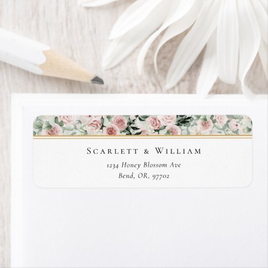 Étiquette Dusty Rose Gold Sage Green Mariage Adresse de reto (En situation)