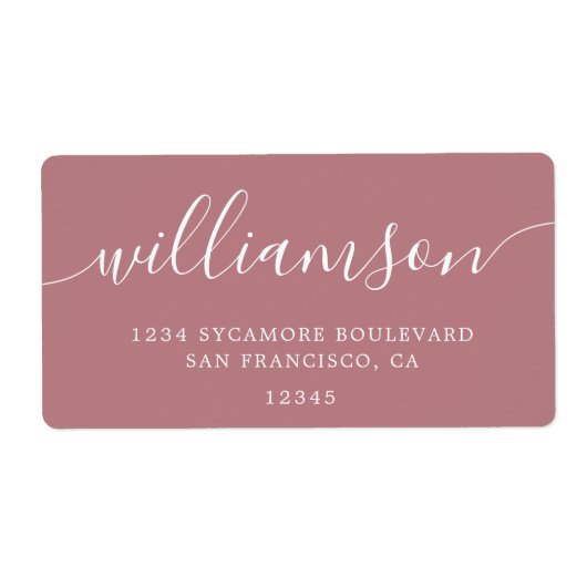 Étiquette Dusty Rose Modern Script Adresse de retour (Devant)