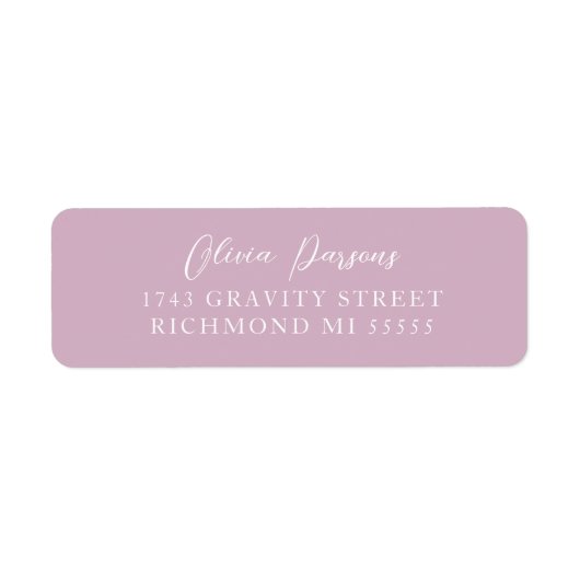 Étiquette Dusty Rose Moderne et élégamment scripté AdresseLa (Devant)