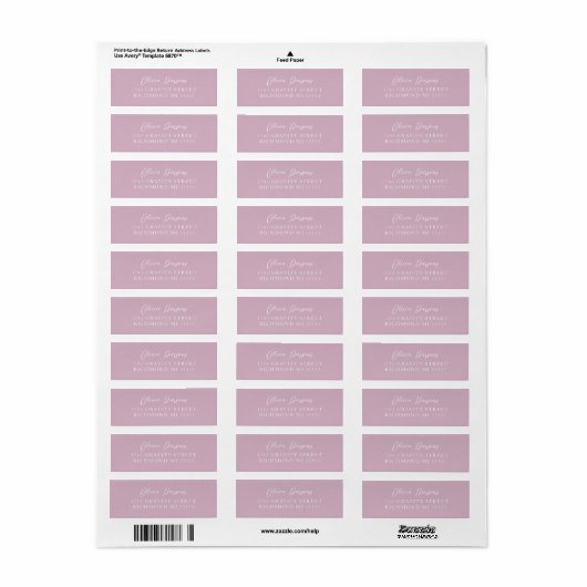 Étiquette Dusty Rose Moderne et élégamment scripté AdresseLa (Feuille entière)