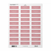 Étiquette Dusty Rose rose Élégant simple Mariage romantique (Feuille entière)