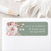 Étiquette Dusty Rose & Sage, Blush Wedding Return Address (En situation)