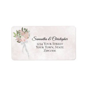 Étiquette Dusty Rose Spring Floral Bouquet Mariage Adresse