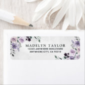 Étiquette Dusty violet et gris argenté Floral Mariage rustiq (En situation)