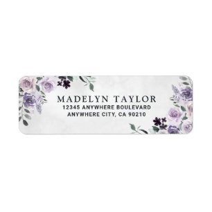 Étiquette Dusty violet et gris argenté Floral Mariage rustiq