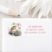 Étiquette Easter Aquarelle Grenouille - Oeufs et fleurs - (En situation)