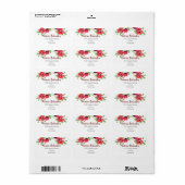 Étiquette Eau-couleur Rouge Poppies Floral Illustration (Feuille entière)