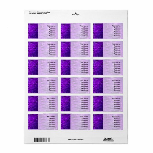 Étiquette Eau pourpre (Feuille entière)