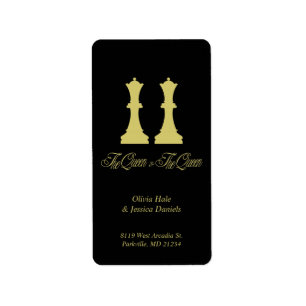 Étiquette Échecs Queen & Queen Gold Pièces pour Couple Lesbi