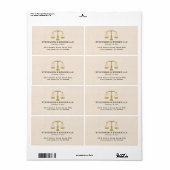 Étiquette Echelle de texture de lin beige et de justice d'or (Feuille entière)