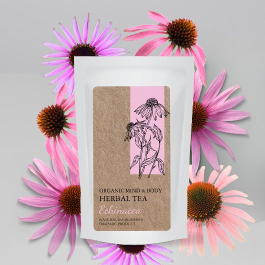 Étiquette Echinacea bio Tea à base de plantes Kraft Étiquett