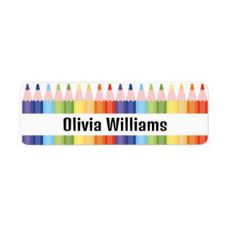 Étiquette École Crayons colorés simples Retour à l'école