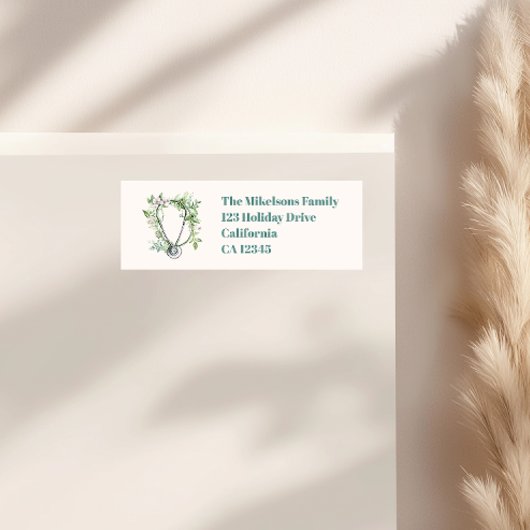 Étiquette École de soins infirmiers Boho Green Watercolor Gr