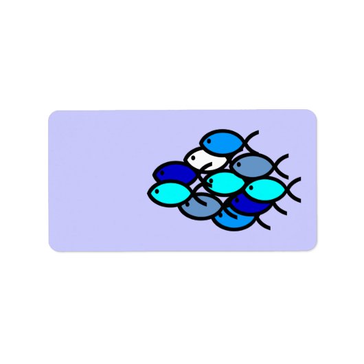 Étiquette École des symboles de poissons chrétiens - Bleu - (Devant)