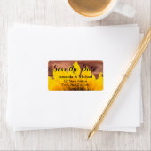 Étiquette Économies rustiques de tournesol en bois (En situation)