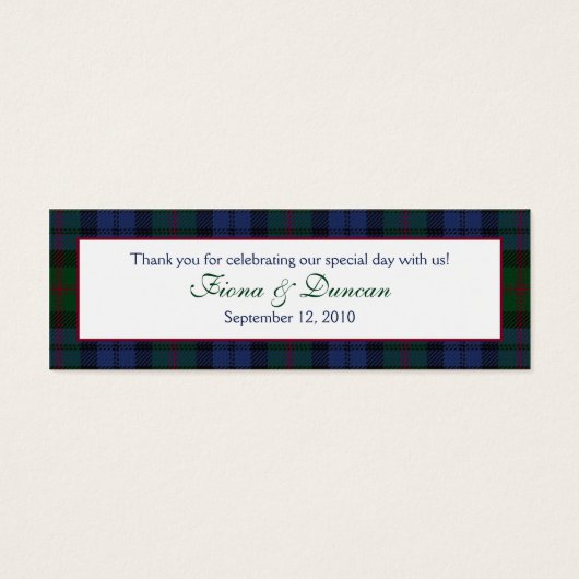 Étiquette écossaise Plaid Baird Tartan Wedding Fav (Devant)
