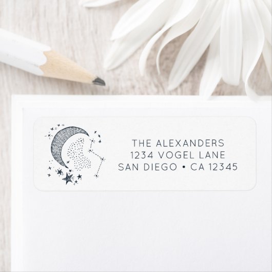 Étiquette Écrit dans la constellation des étoiles (En situation)