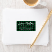 Étiquette Écriture calligraphique Noël Vert Carreaux Adresse (En situation)