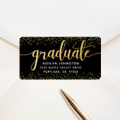 Étiquette Écriture dorée moderne sur adresse noire