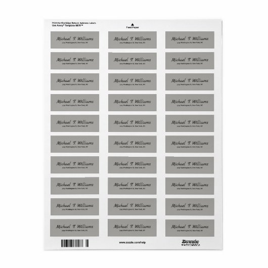 Étiquette Écriture manuscrite classique gris élégant minimal (Feuille entière)