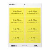 Étiquette Écriture manuscrite moderne élégante jaune uni (Feuille entière)