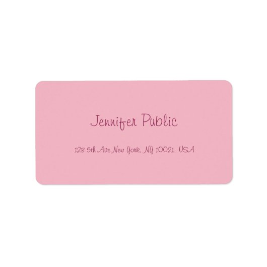 Étiquette Écriture manuscrite moderne Script Modèle rose élé (Devant)