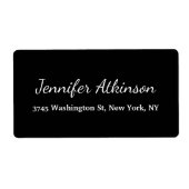 Étiquette Écriture manuscrite noire simple (Devant)