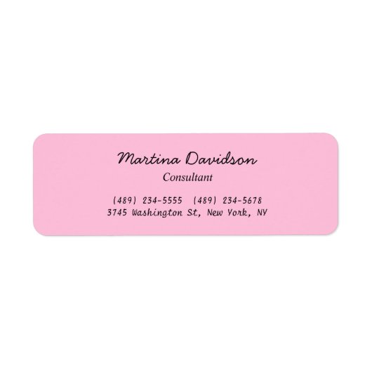 Étiquette Écriture manuscrite originale unique rose (Devant)