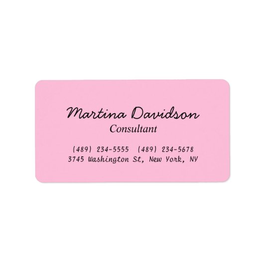 Étiquette Écriture manuscrite originale unique rose (Devant)