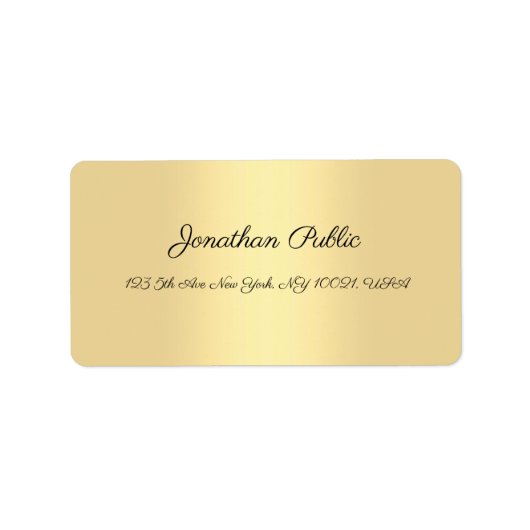 Étiquette Écriture manuscrite Script Gold Modern Simple Modè (Devant)