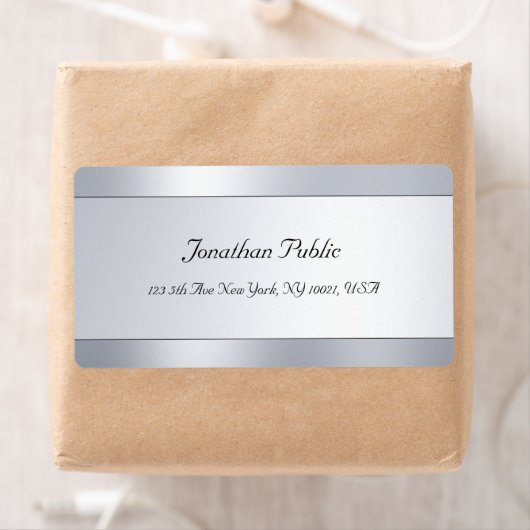 Étiquette Écriture manuscrite Silver Look Script Modèle mode (En situation)