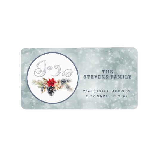 Étiquette Écriture moderne joie enneigée branche de cône de (Devant)