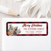 Étiquette Écriture moderne Joyeux cône de pin de Noël floral (En situation)