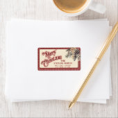 Étiquette Écriture moderne Joyeux cône de pin de Noël floral (En situation)