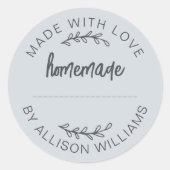 Étiquette Écriture Pastel Bleu Fabriquée Avec Amou (Devant)