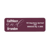 Étiquette Écriture Plum Mariage Adresse de retour (Devant)