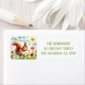 Étiquette Écureuil d'aquarelle de printemps Adresse de retou (En situation)