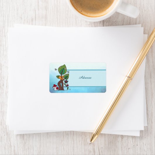 Étiquette Écureuils dans l'arbre (En situation)