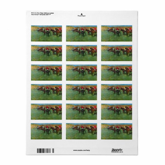 Étiquette Edgar Degas - Course à cheval avant de commencer (Feuille entière)