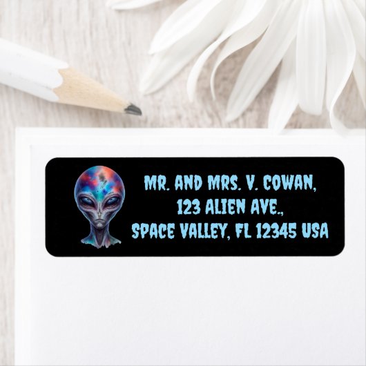 Étiquette Editable Alien Being Return Address (En situation)