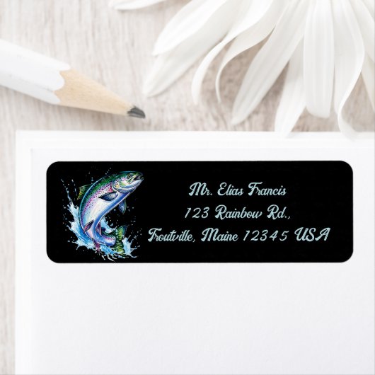 Étiquette Editable Rainbow Trout Return Address (En situation)