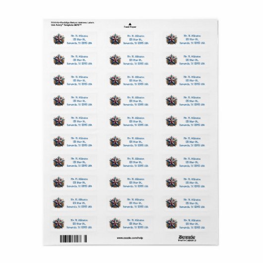 Étiquette Editable Rustic Barn Star Return Address (Feuille entière)