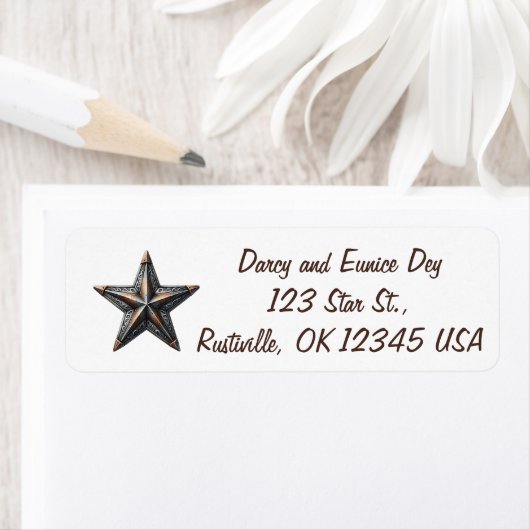 Étiquette Editable Rustic Star Return Address (En situation)