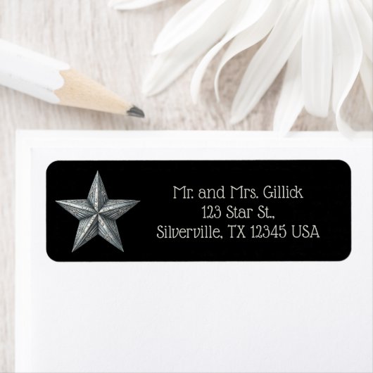 Étiquette Editable Silver Star Return Address (En situation)
