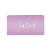 Étiquette Editable Soft Mauve Ombre & White Text Script (Devant)