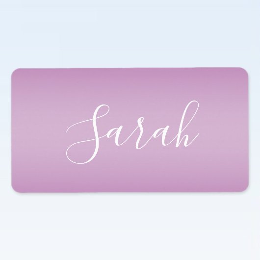 Étiquette Editable Soft Mauve Ombre & White Text Script