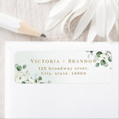 Étiquette Eeucalyptus rustique verte adresse de retour fleur (En situation)