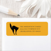 Étiquette Éffrayant Black Cat Halloween Adresse de retour (En situation)